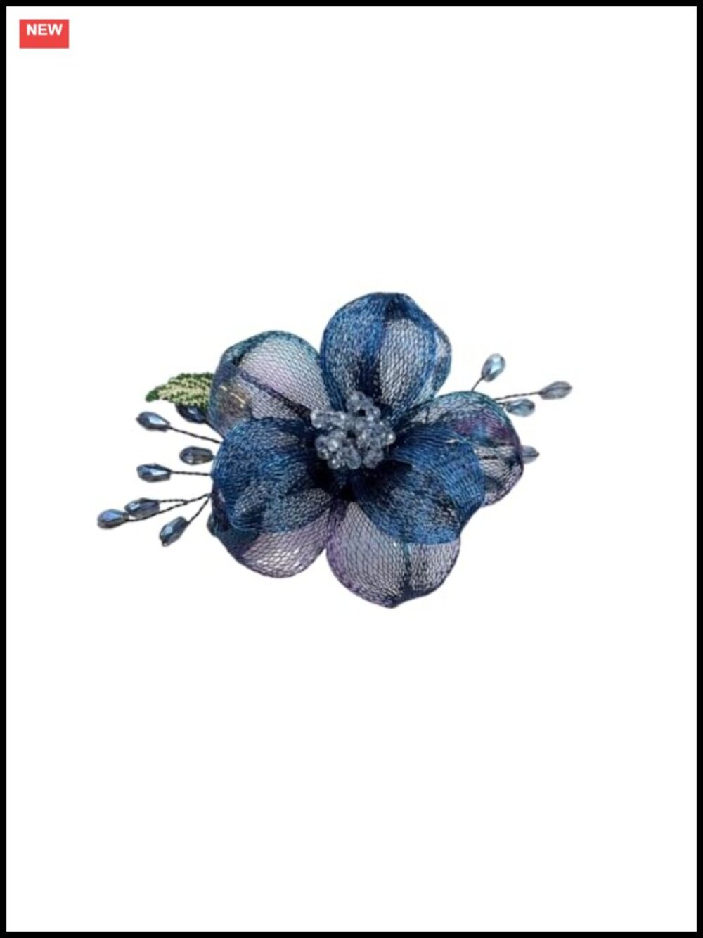 Vintage Mesh Beaded Camellia Flower Brooch Pin Lapel Hair Accessory for Women